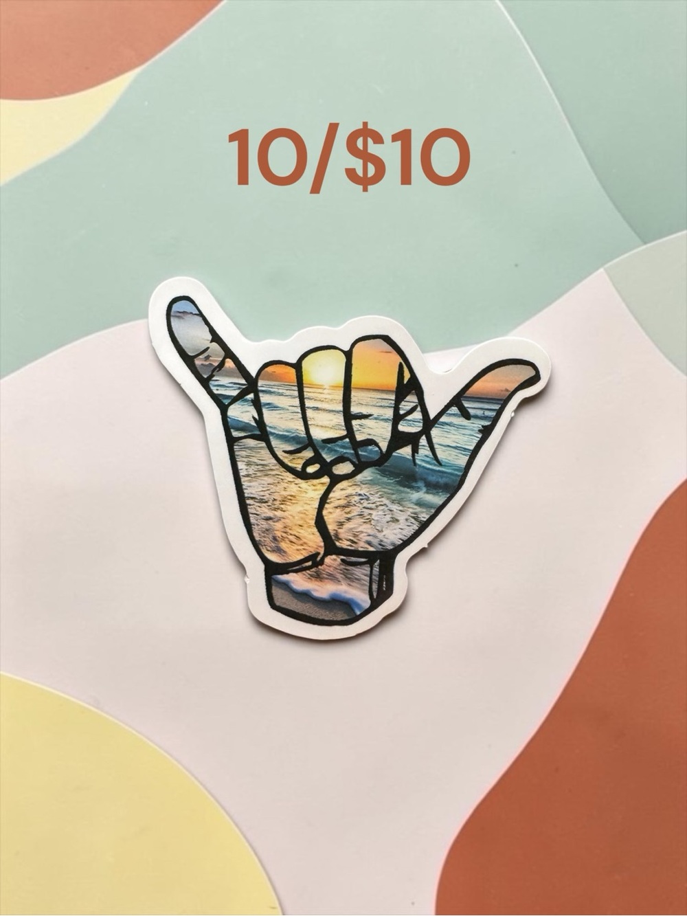 10 / $10 Shaka Hand Sunset Ocean Sticker – Beach Surf Decal